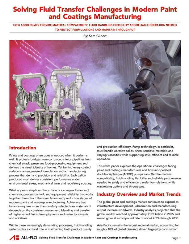 Solving Fluid Transfer Challenges in Modern Paint and Coatings Manufacturing white paper cover thumbnail