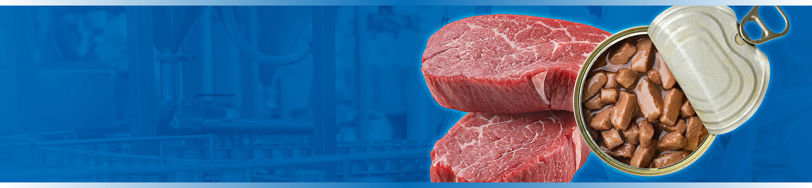 Cuts of meat and an open can of pet food