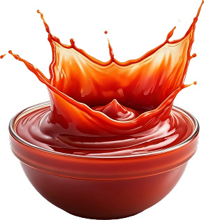 A bowl of ketchup