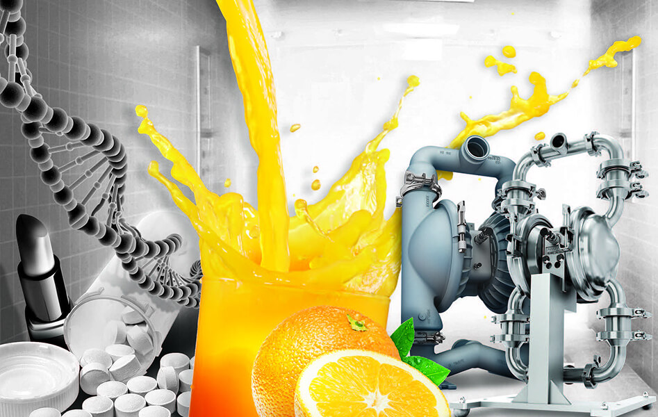 Collage of food and beverage pump items